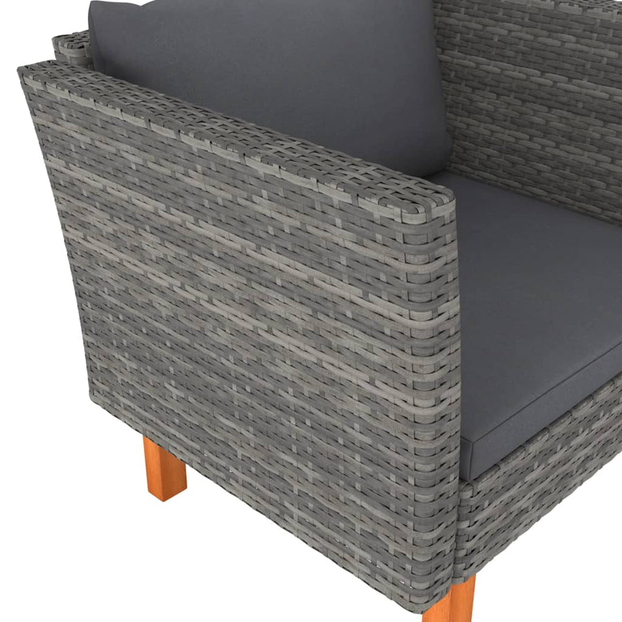 Tuinbank Poly Rattan En Massief Eucalyptushout Grijs Fauteuil