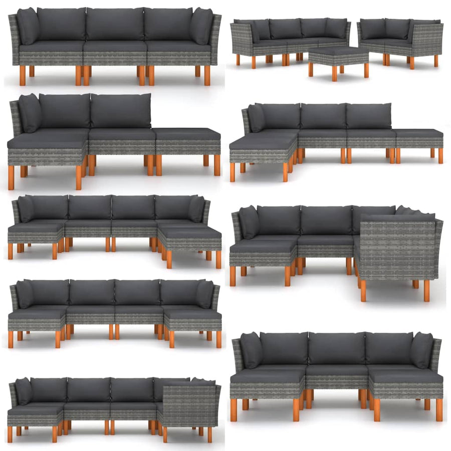 Tuinbank Poly Rattan En Massief Eucalyptushout Grijs Fauteuil