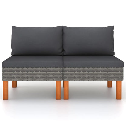Middenbanken 2 St Poly Rattan En Massief Eucalyptushout Grijs Middenbank (2 st)
