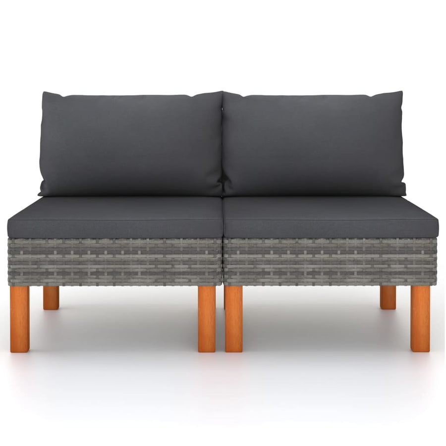 Middenbanken 2 St Poly Rattan En Massief Eucalyptushout Grijs Middenbank (2 st)