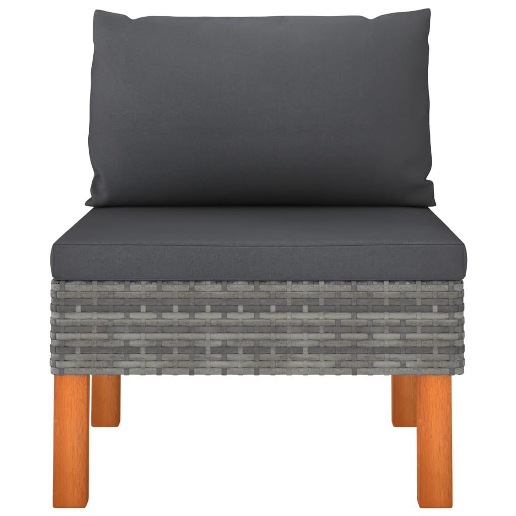 Middenbanken 2 St Poly Rattan En Massief Eucalyptushout Grijs Middenbank (2 st)