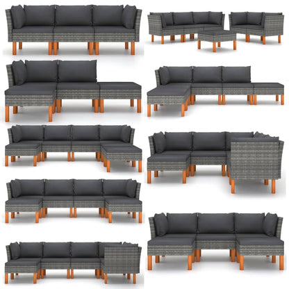 Middenbanken 2 St Poly Rattan En Massief Eucalyptushout Grijs Middenbank (2 st)