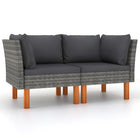 Modulaire tuinbanken 2 st poly rattan eucalyptushout grijs