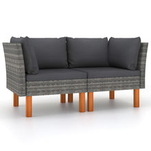 Hoekbanken 2 St Poly Rattan En Massief Eucalyptushout Grijs Hoekbank (linkerarmleuning) + hoekbank (rechterarmleuning)