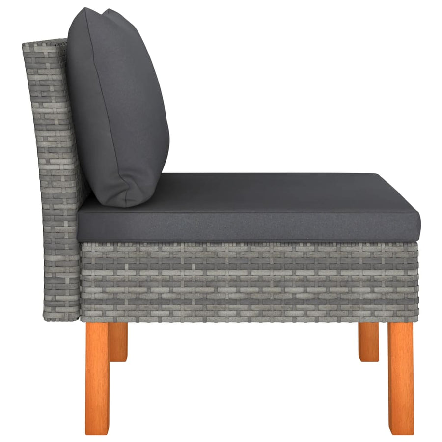 Middenbanken 3 St Poly Rattan En Massief Eucalyptushout Grijs Middenbank (3 st)