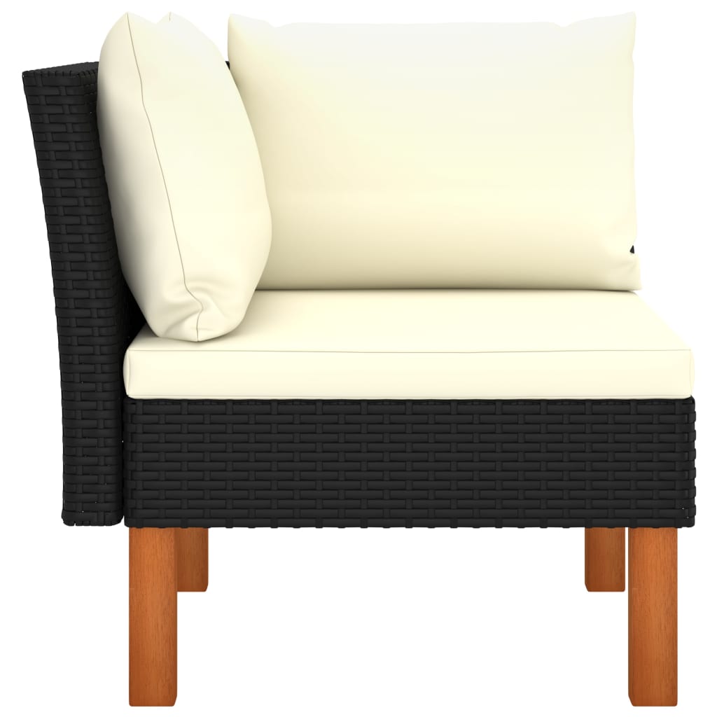 Poly Rattan En Massief Eucalyptushout Zwart Hoekbank