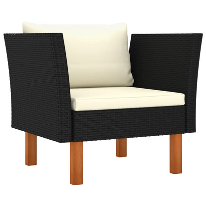 Tuinbank Poly Rattan En Massief Eucalyptushout Zwart Fauteuil