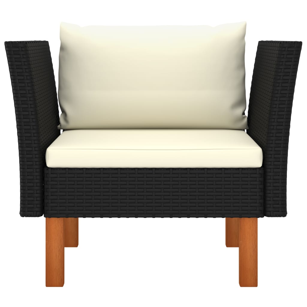 Tuinbank Poly Rattan En Massief Eucalyptushout Zwart Fauteuil