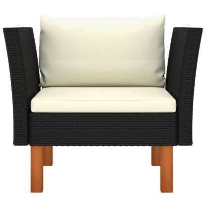 Tuinbank Poly Rattan En Massief Eucalyptushout Zwart Fauteuil