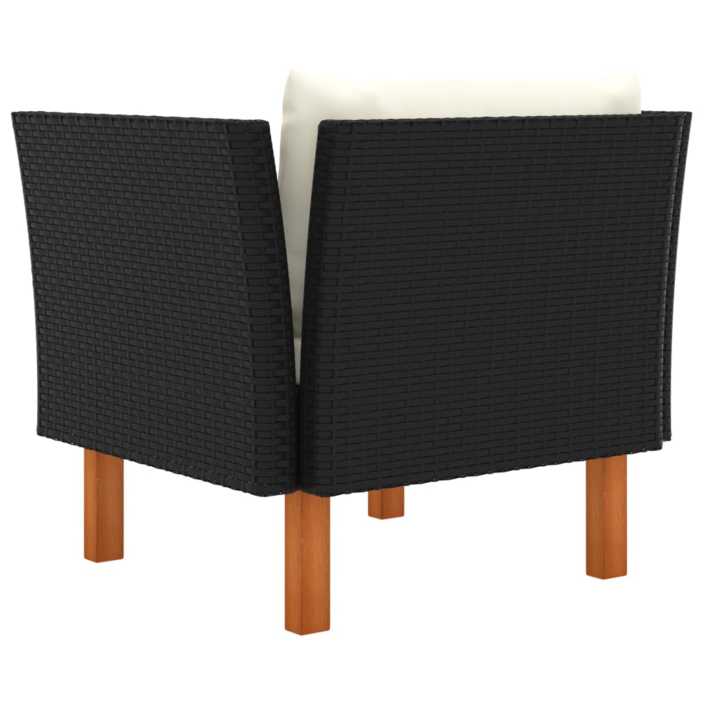 Tuinbank Poly Rattan En Massief Eucalyptushout Zwart Fauteuil
