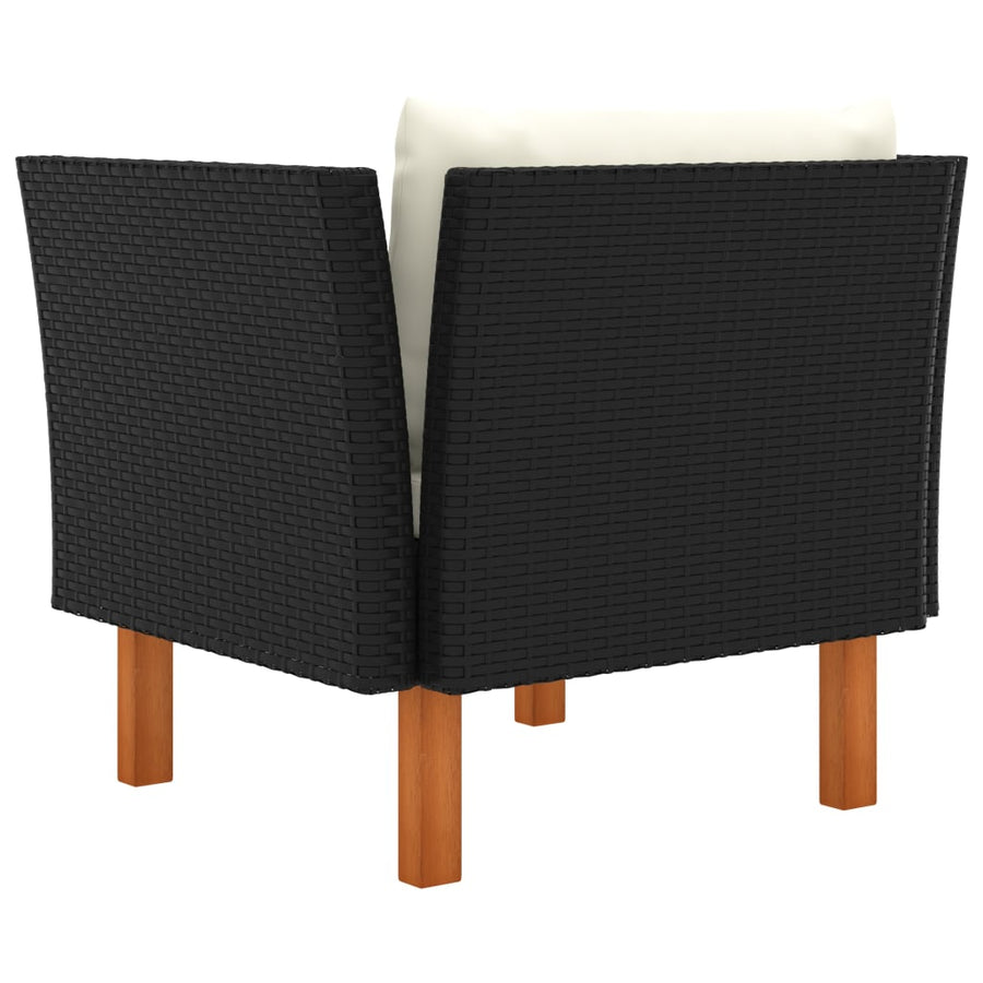 Tuinbank Poly Rattan En Massief Eucalyptushout Zwart Fauteuil