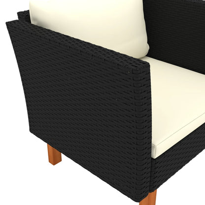 Tuinbank Poly Rattan En Massief Eucalyptushout Zwart Fauteuil