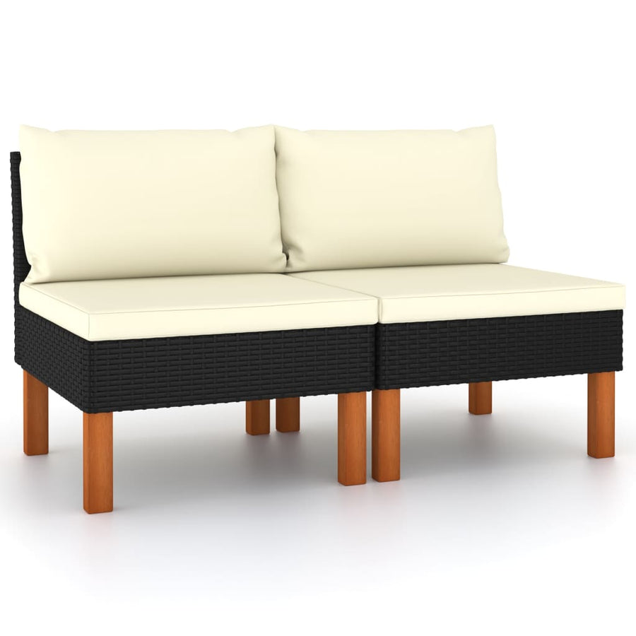 Middenbanken 2 St Poly Rattan En Massief Eucalyptushout Zwart Middenbank (2 st)