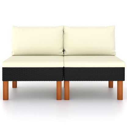 Middenbanken 2 St Poly Rattan En Massief Eucalyptushout Zwart Middenbank (2 st)