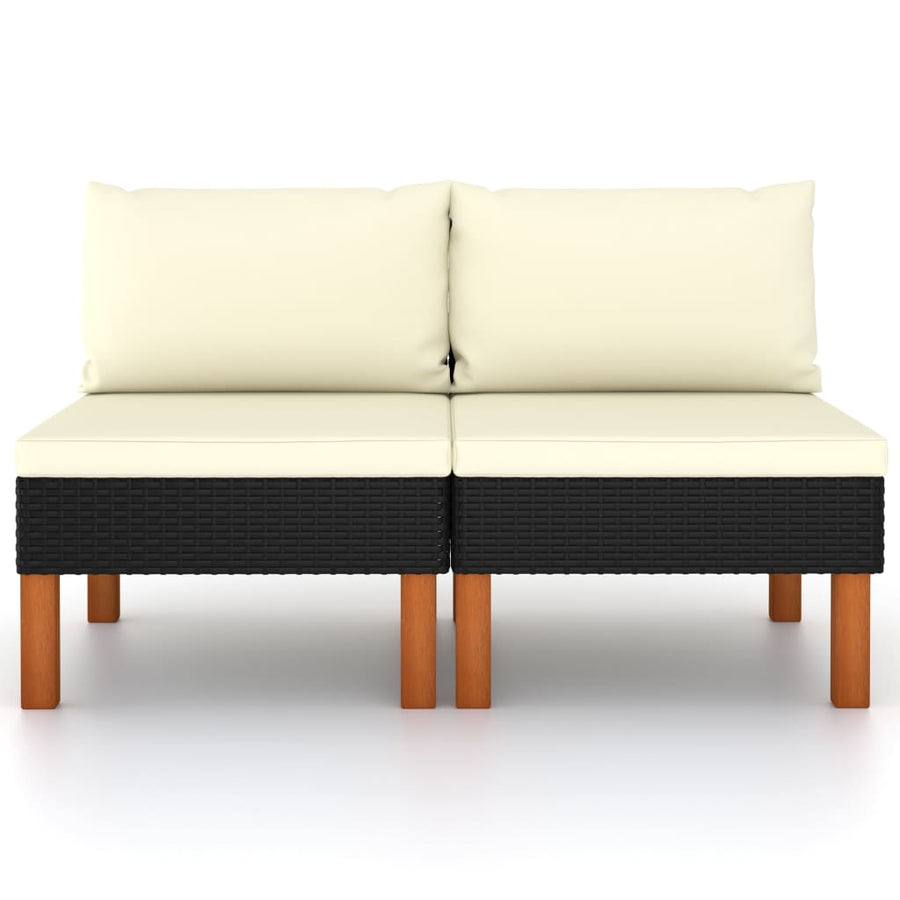 Middenbanken 2 St Poly Rattan En Massief Eucalyptushout Zwart Middenbank (2 st)
