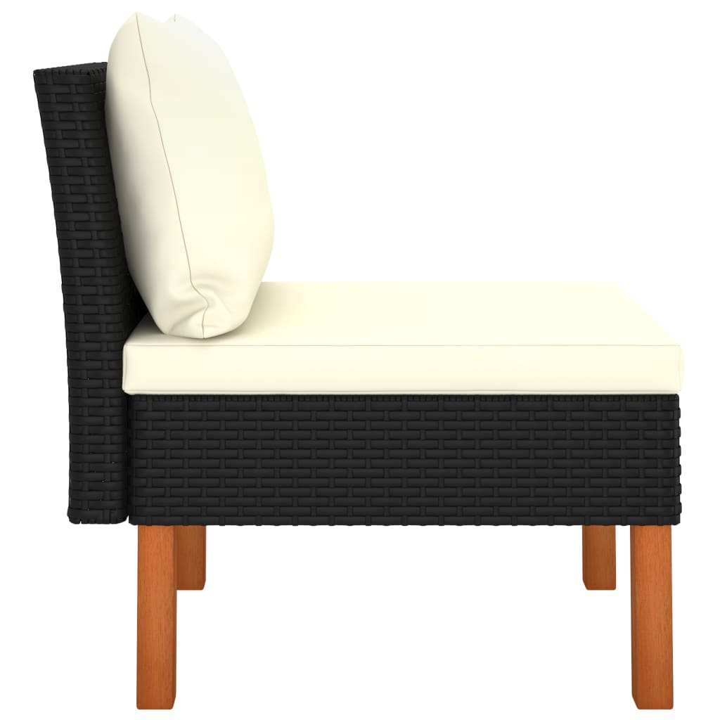 Middenbanken 2 St Poly Rattan En Massief Eucalyptushout Zwart Middenbank (2 st)