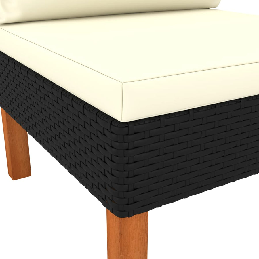 Middenbanken 2 St Poly Rattan En Massief Eucalyptushout Zwart Middenbank (2 st)
