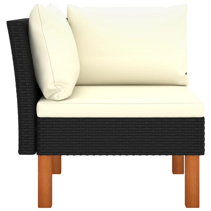 Hoekbanken 2 St Poly Rattan En Massief Eucalyptushout Zwart Hoekbank (linkerarmleuning) + hoekbank (rechterarmleuning)