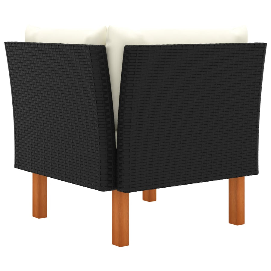 Hoekbanken 2 St Poly Rattan En Massief Eucalyptushout Zwart Hoekbank (linkerarmleuning) + hoekbank (rechterarmleuning)