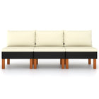 Modulaire tuinbank 3 stuks poly rattan eucalyptushout