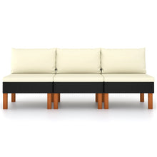 Middenbanken 3 St Poly Rattan En Massief Eucalyptushout Zwart Middenbank (3 st)