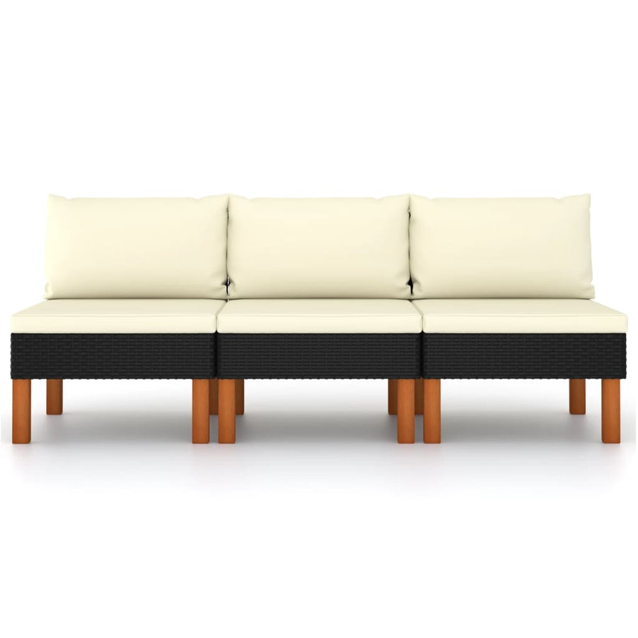 Middenbanken 3 St Poly Rattan En Massief Eucalyptushout Zwart Middenbank (3 st)