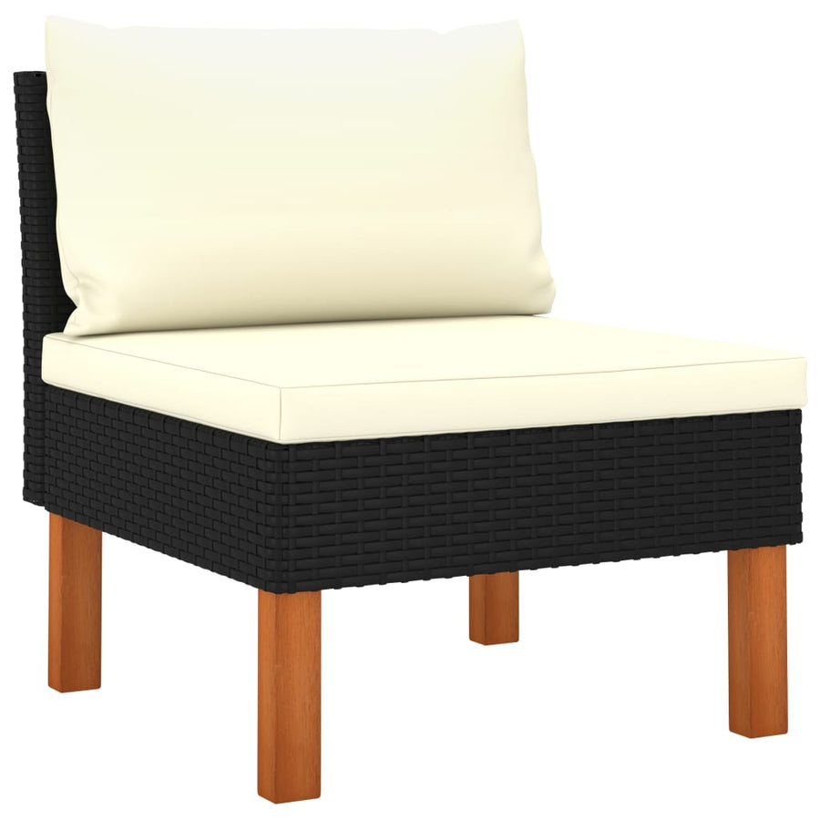 Middenbanken 3 St Poly Rattan En Massief Eucalyptushout Zwart Middenbank (3 st)