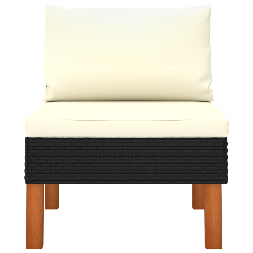 Middenbanken 3 St Poly Rattan En Massief Eucalyptushout Zwart Middenbank (3 st)