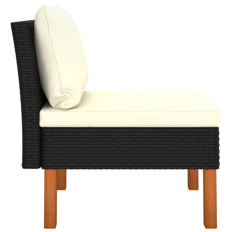 Middenbanken 3 St Poly Rattan En Massief Eucalyptushout Zwart Middenbank (3 st)
