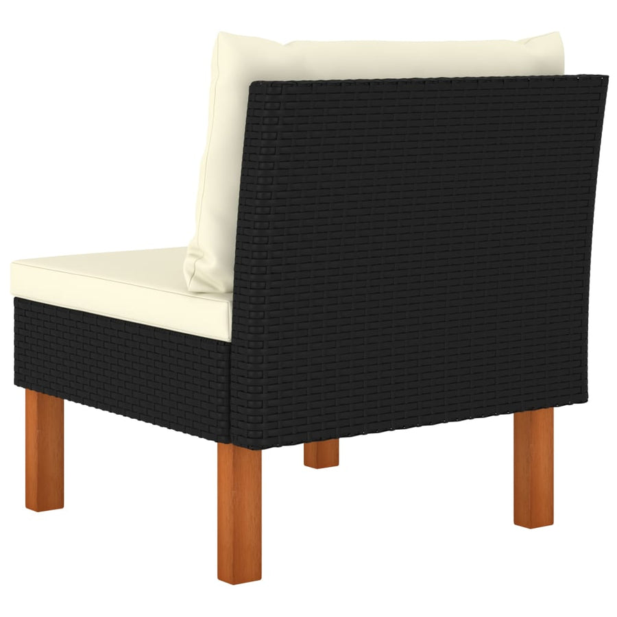 Middenbanken 3 St Poly Rattan En Massief Eucalyptushout Zwart Middenbank (3 st)