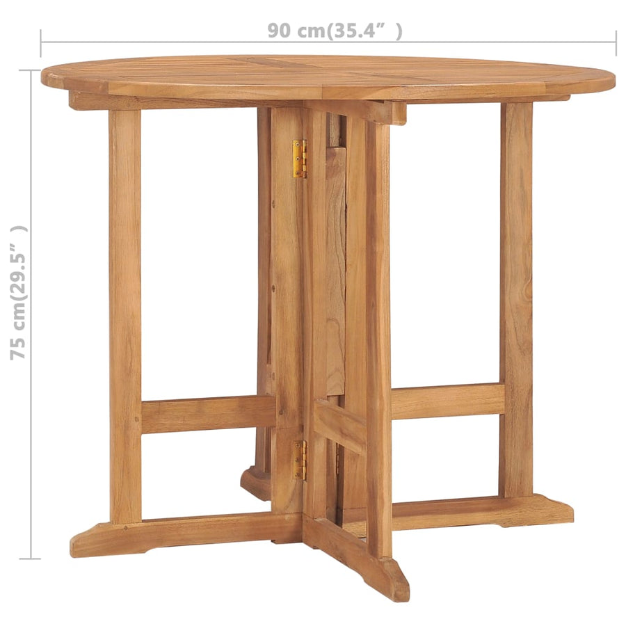 Tuintafel Inklapbaar Ø 90X75 Cm Massief Teakhout 1 Rond
