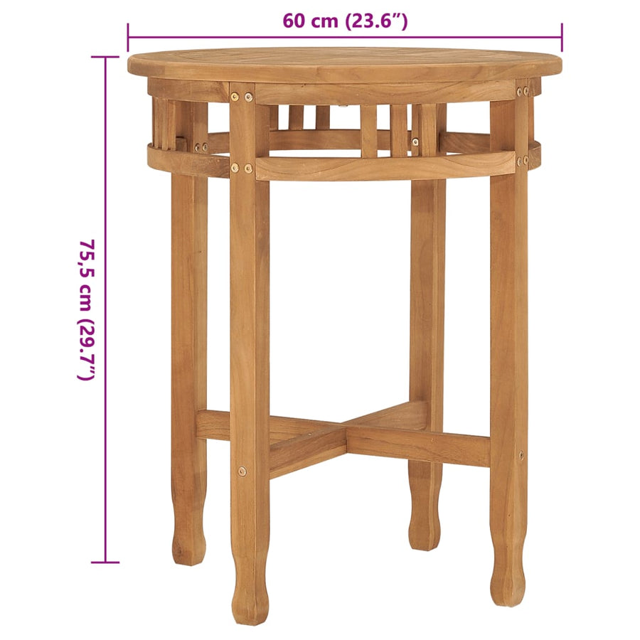 Bistrotafel inklapbaar Ø60x75,5 cm massief teakhout