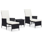 -Delige Loungeset Met Kussens Poly Rattan Zwart