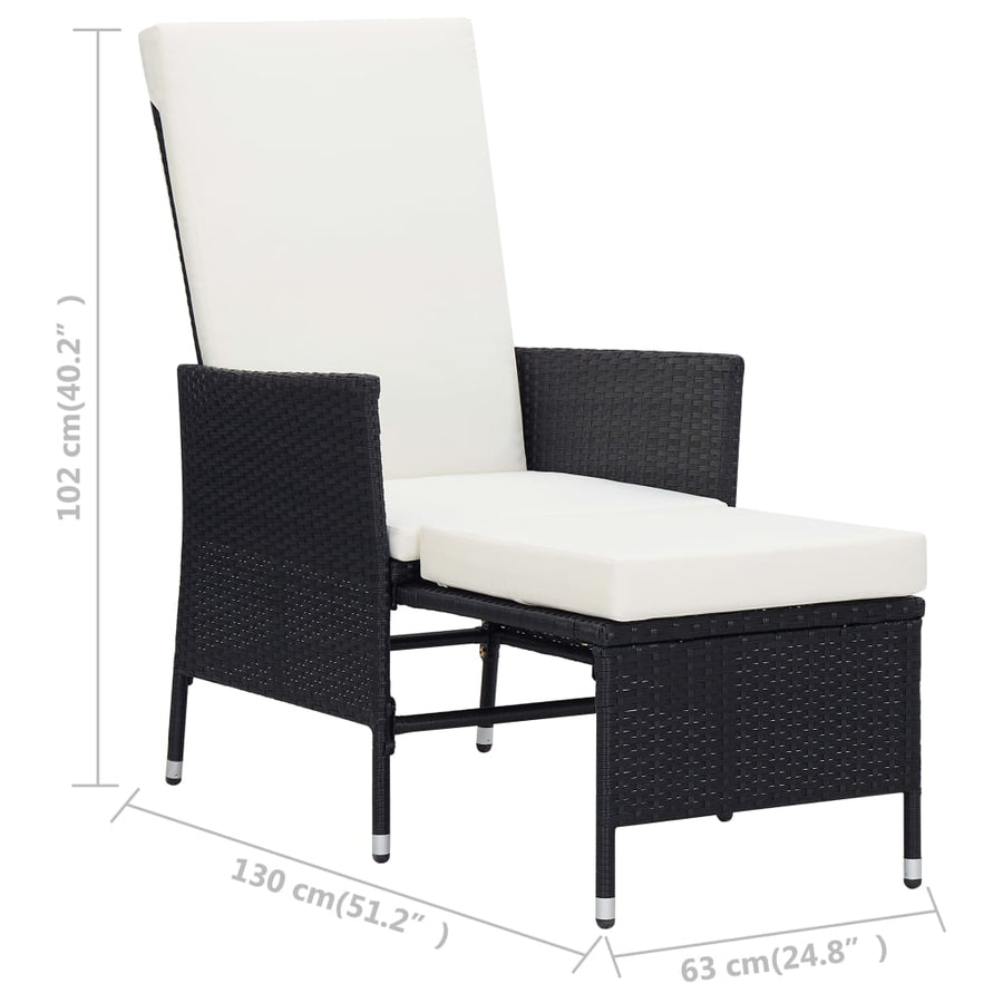 -Delige Loungeset Met Kussens Poly Rattan Zwart