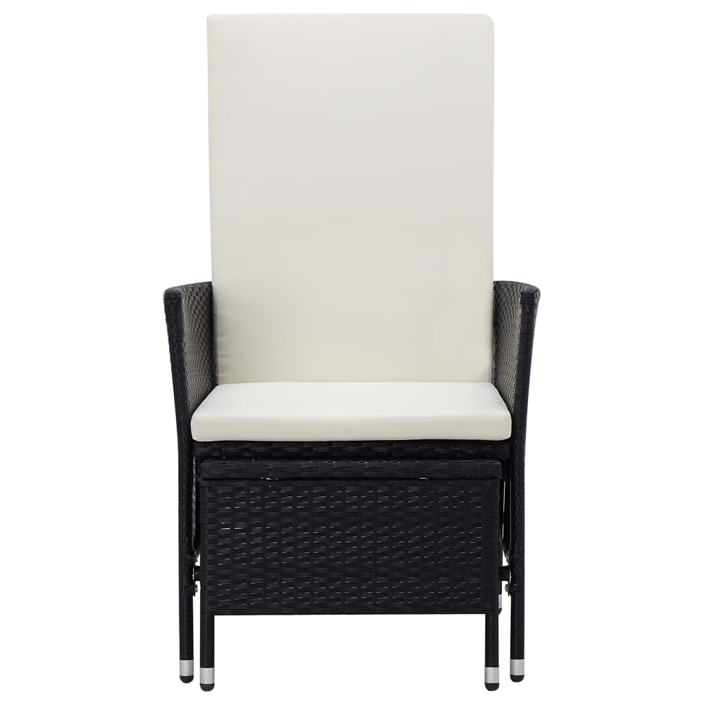 -Delige Loungeset Met Kussens Poly Rattan Zwart