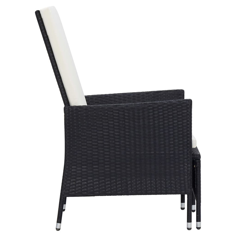 -Delige Loungeset Met Kussens Poly Rattan Zwart