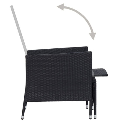 -Delige Loungeset Met Kussens Poly Rattan Zwart