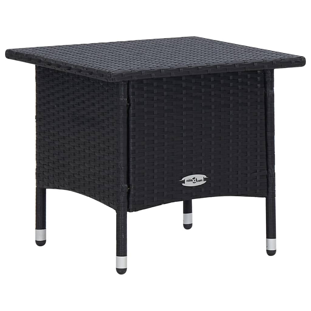 -Delige Loungeset Met Kussens Poly Rattan Zwart