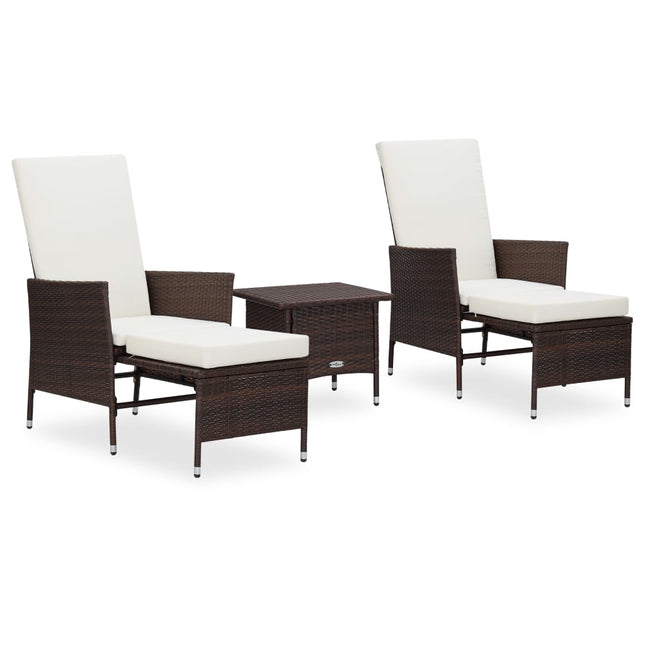 -Delige Loungeset Met Kussens Poly Rattan Bruin