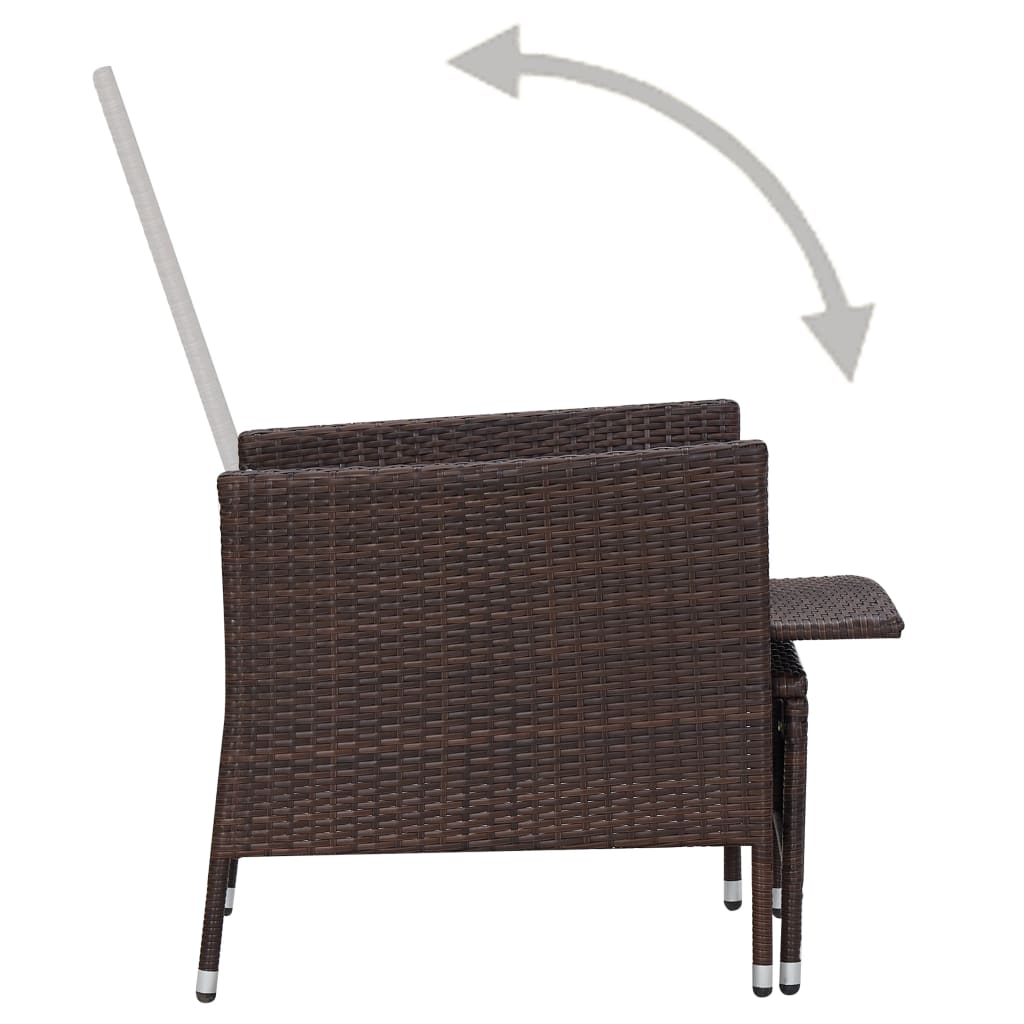 -Delige Loungeset Met Kussens Poly Rattan Bruin