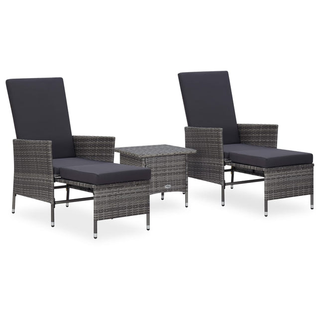 -Delige Loungeset Met Kussens Poly Rattan Grijs