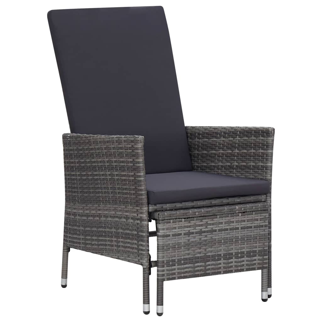 -Delige Loungeset Met Kussens Poly Rattan Grijs