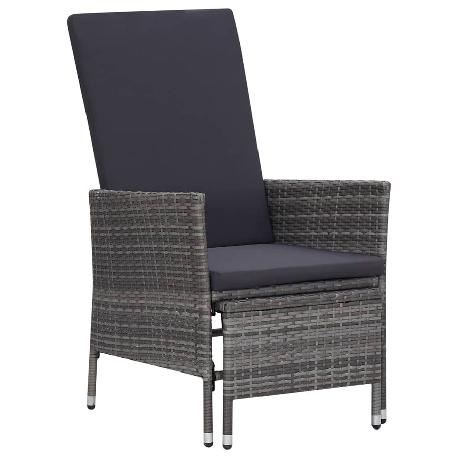 -Delige Loungeset Met Kussens Poly Rattan Grijs