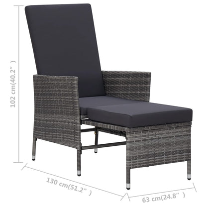 -Delige Loungeset Met Kussens Poly Rattan Grijs