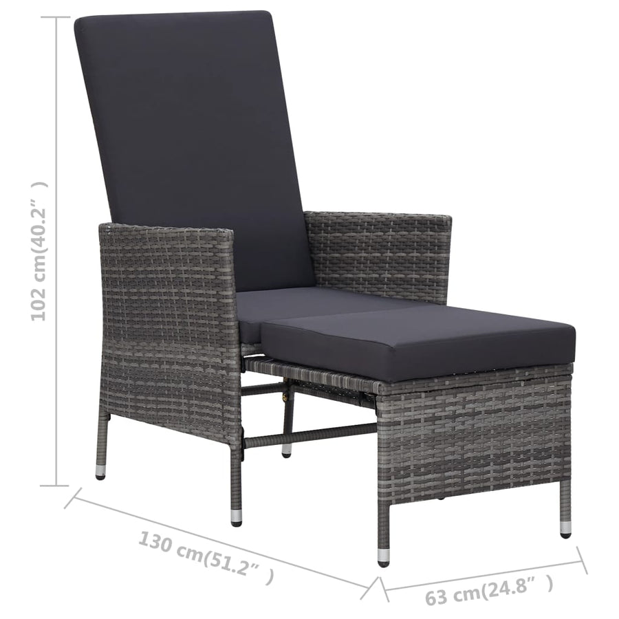 -Delige Loungeset Met Kussens Poly Rattan Grijs