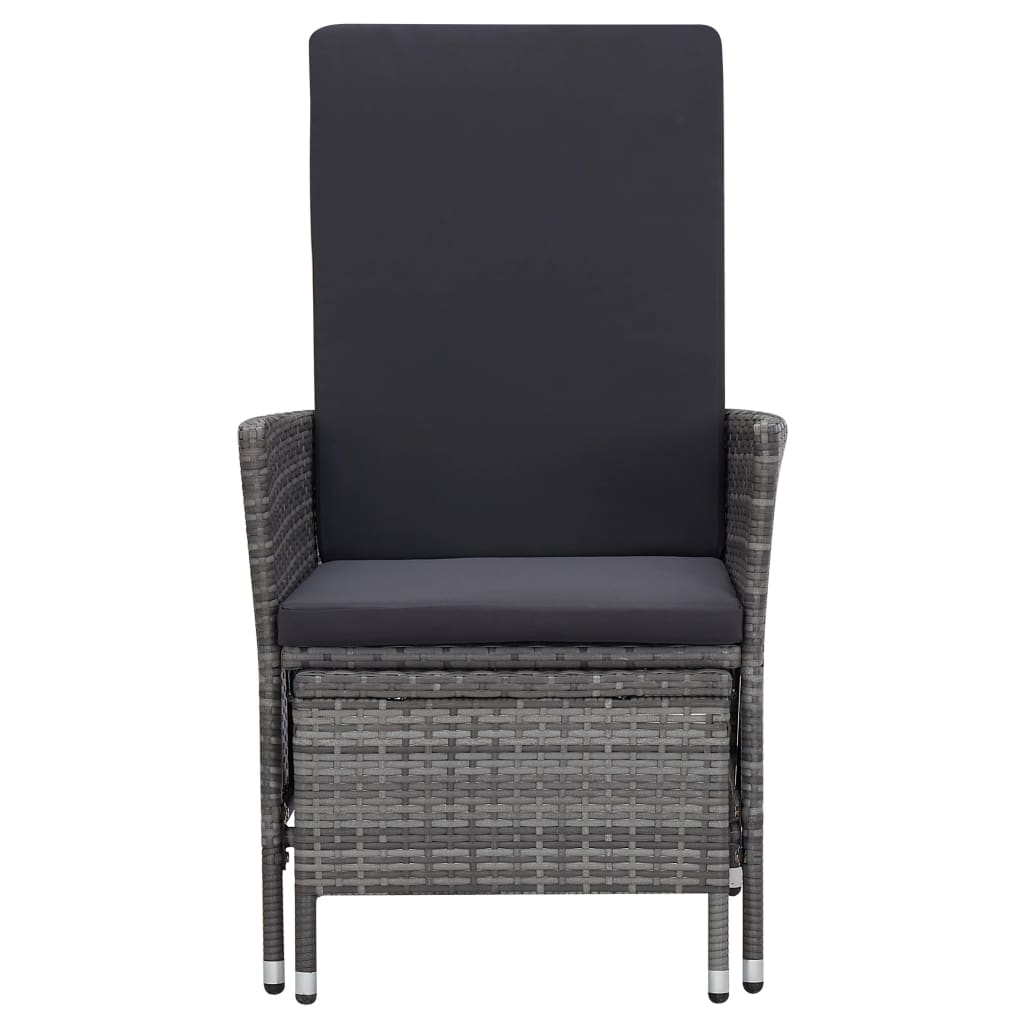 -Delige Loungeset Met Kussens Poly Rattan Grijs