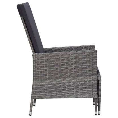 -Delige Loungeset Met Kussens Poly Rattan Grijs