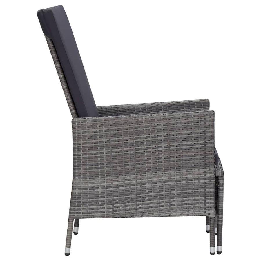 -Delige Loungeset Met Kussens Poly Rattan Grijs
