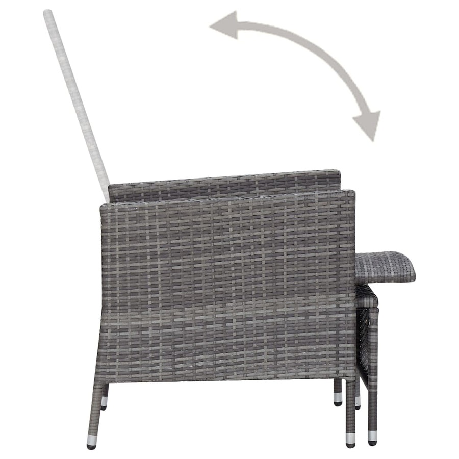 -Delige Loungeset Met Kussens Poly Rattan Grijs