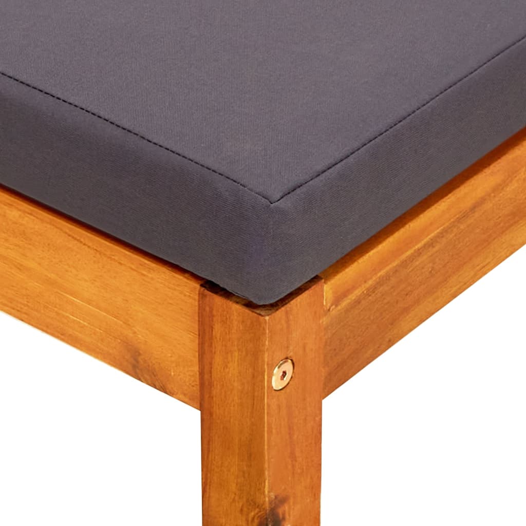 Tuinbank Met Luifel En Voetenbanken Massief Acaciahout Donkergrijs Zonder tafel